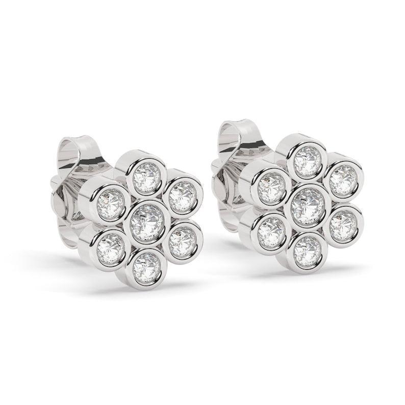 Brilliant round cut Diamond Flower Stud Earrings