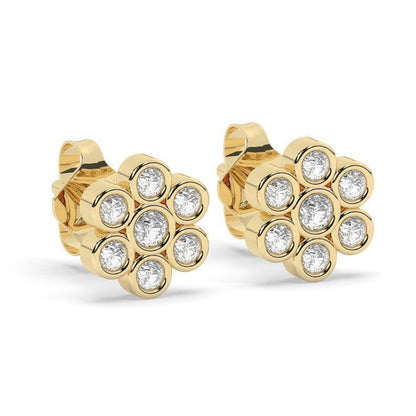 Brilliant round cut Diamond Flower Stud Earrings