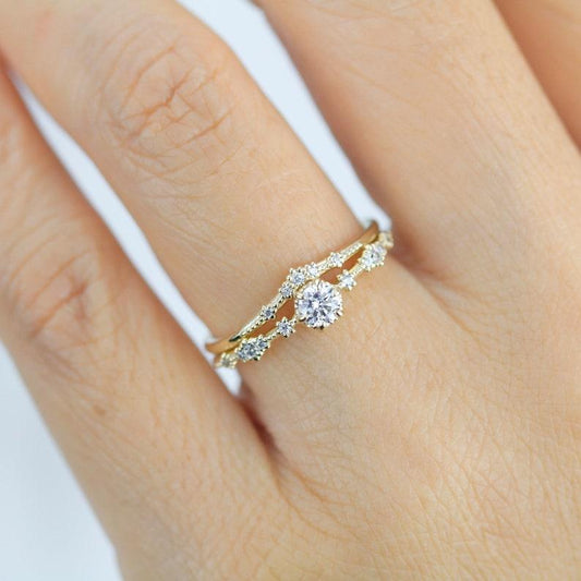 Wedding set rings delicate, wedding ring set white gold