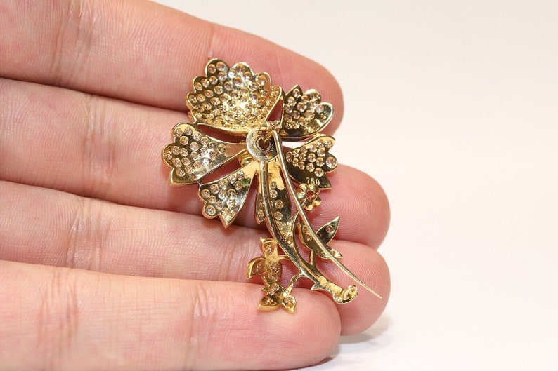 Vintage Gold Natural Diamond Pretty Flowers Brooch garden brooch