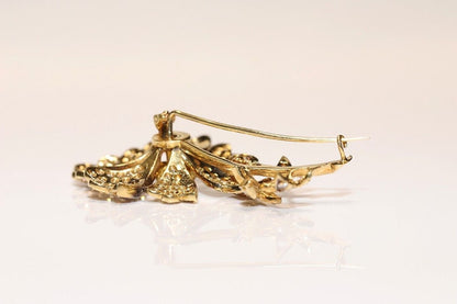 Vintage Gold Natural Diamond Pretty Flowers Brooch garden brooch