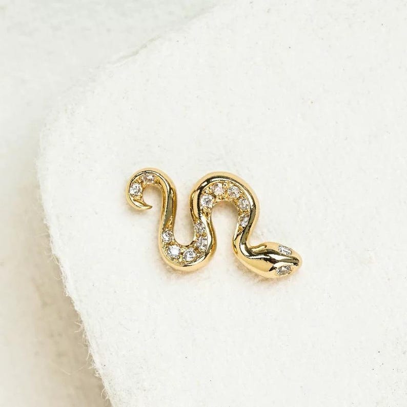 0.14 TCW Round Moissanite Diamond Snake Studs Earrings