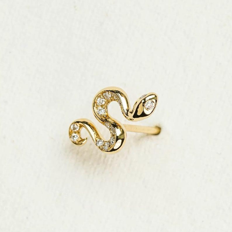 0.14 TCW Round Moissanite Diamond Snake Studs Earrings