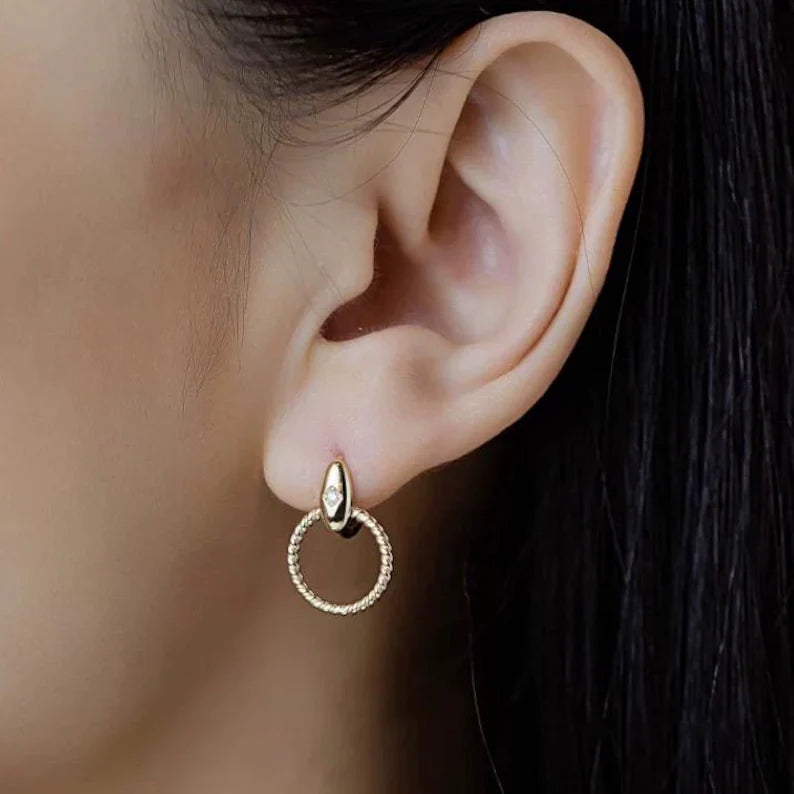 0.10 TCW Round Moissanite Diamond circle hoop Earrings