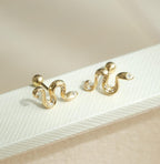 0.14 TCW Round Moissanite Diamond Snake Studs Earrings