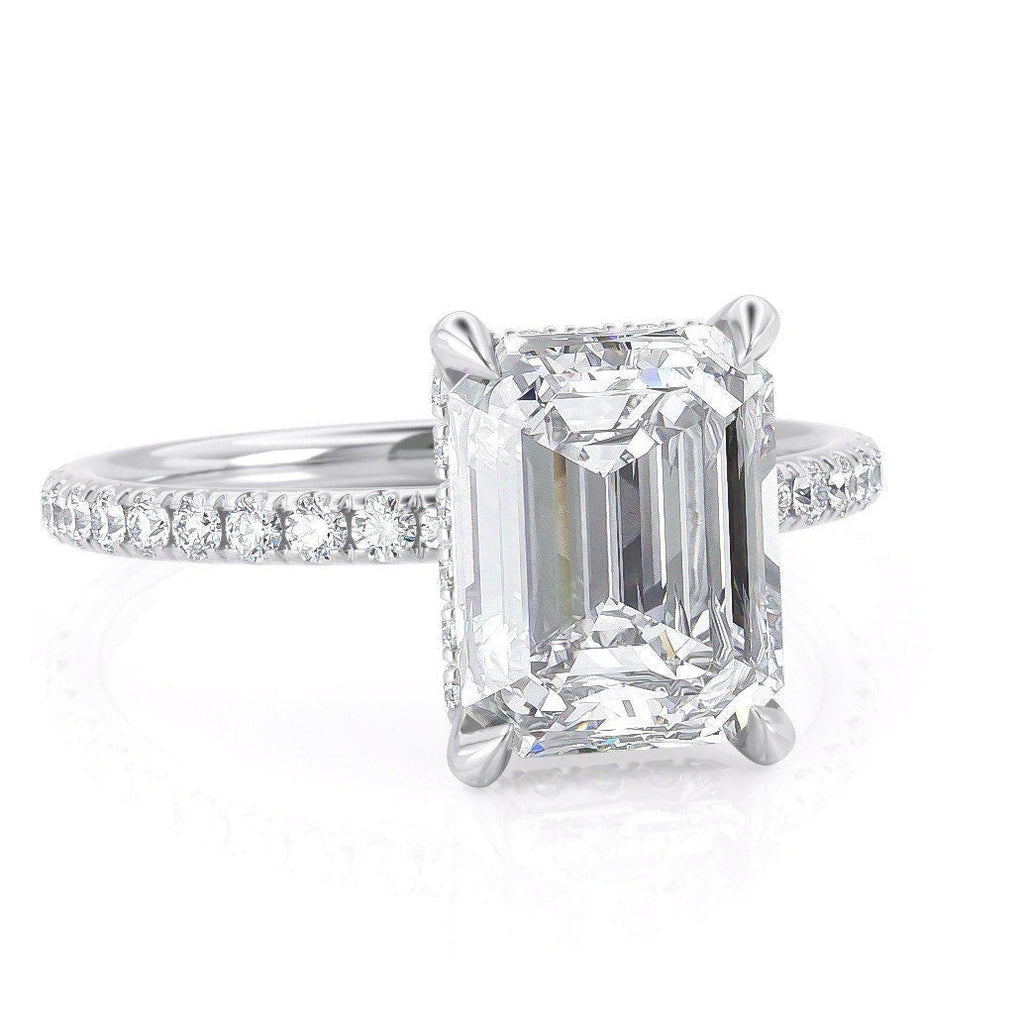 2.50 CT Emerald Moissanite Hidden Halo Engagement Ring