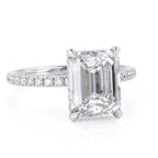 2.50 CT Emerald Moissanite Hidden Halo Engagement Ring