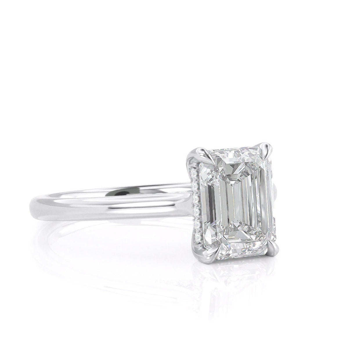 1.50 CT Emerald Cut Moissanite Solitaire Style Engagement Ring