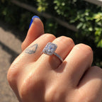1.0 CT Emerald Cut Unique Halo Moissanite Engagement Ring