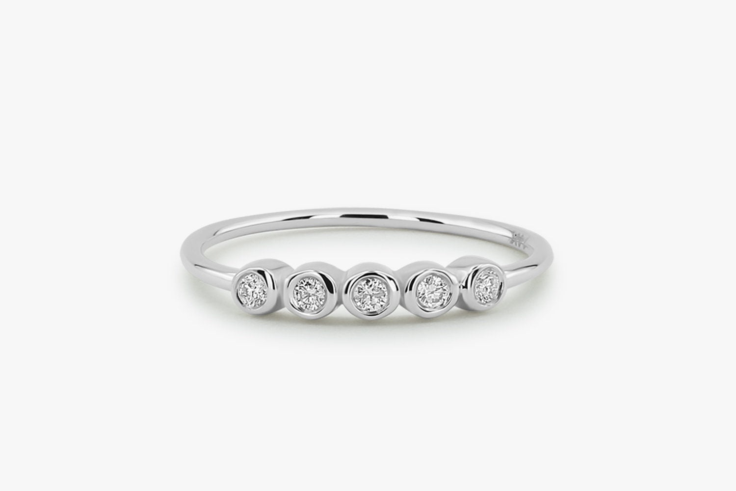 0.14 TCW Round Cut Five Stone Moissanite Wedding Band