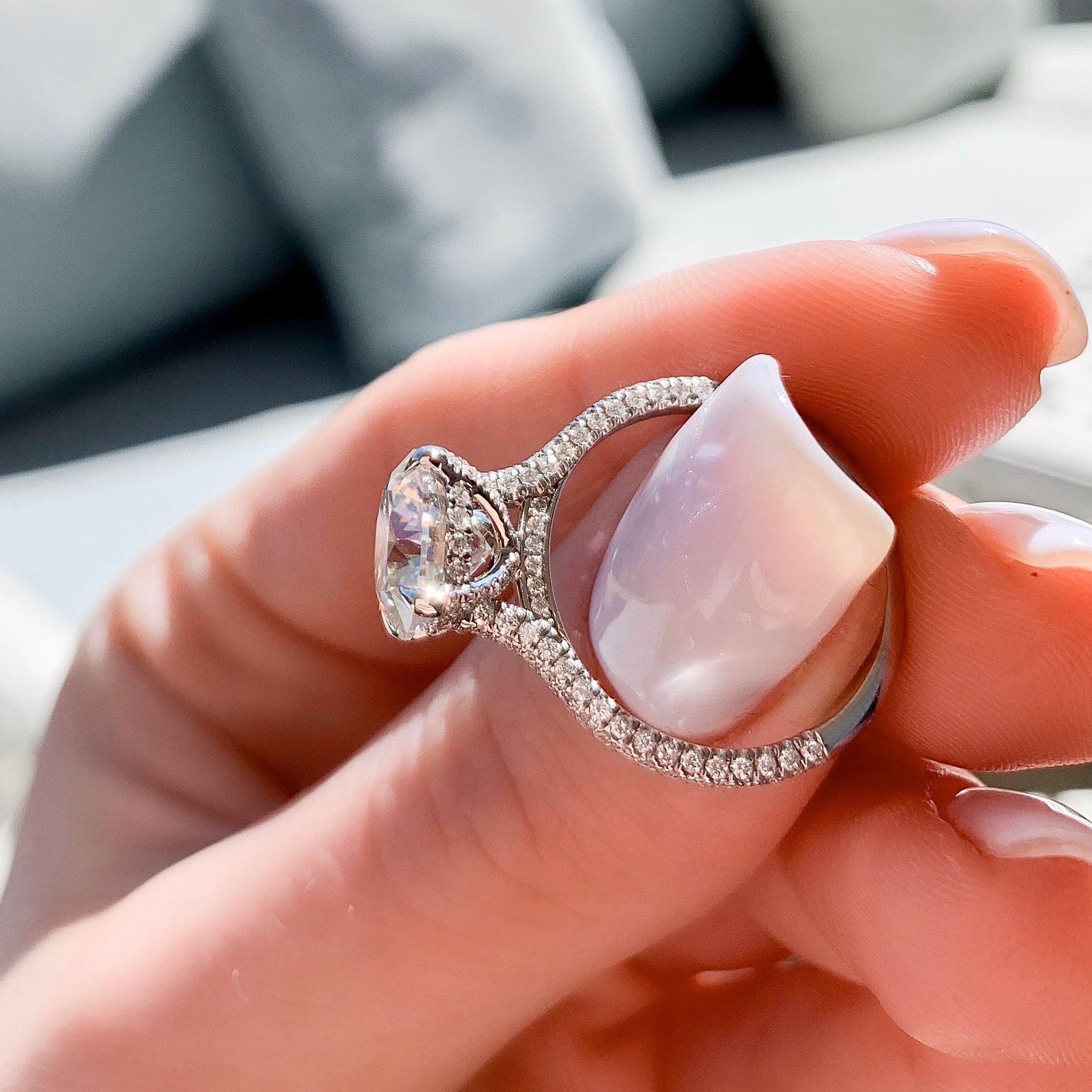 2.50 CT Round Moissanite Hidden Halo Setting Engagement Ring Secondary image