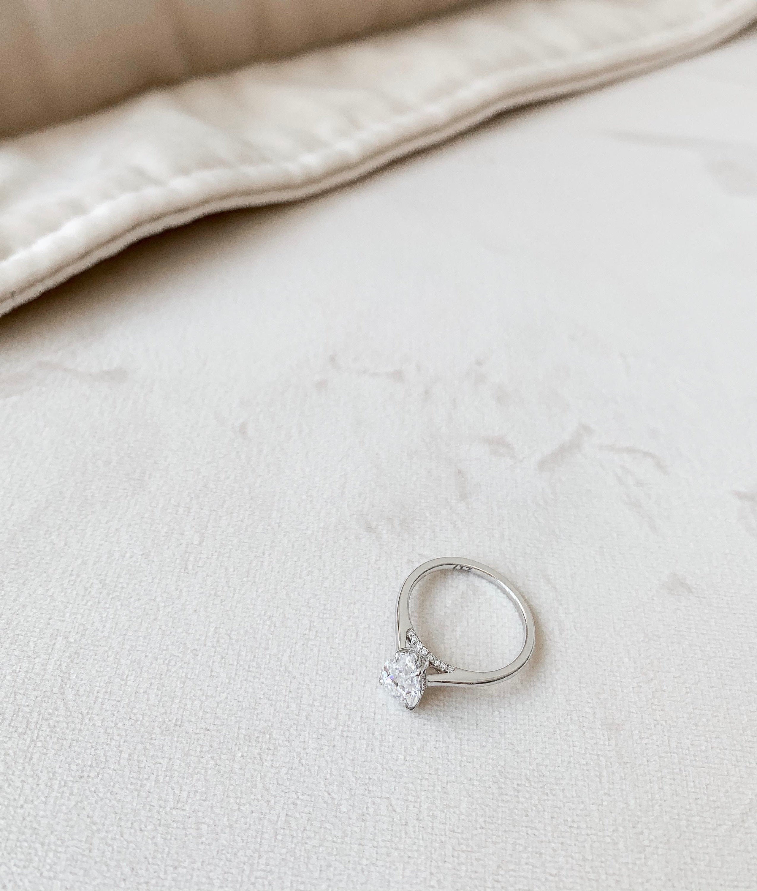 1.50 CT Pear Cut Moissanite Hidden Halo Engagement Ring