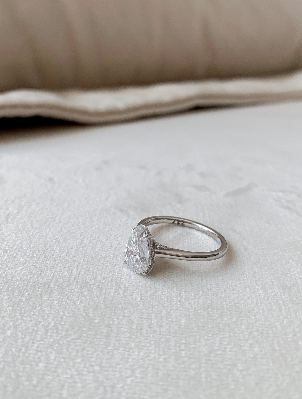 1.50 CT Pear Cut Moissanite Hidden Halo Engagement Ring