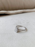 1.50 CT Pear Cut Moissanite Hidden Halo Engagement Ring