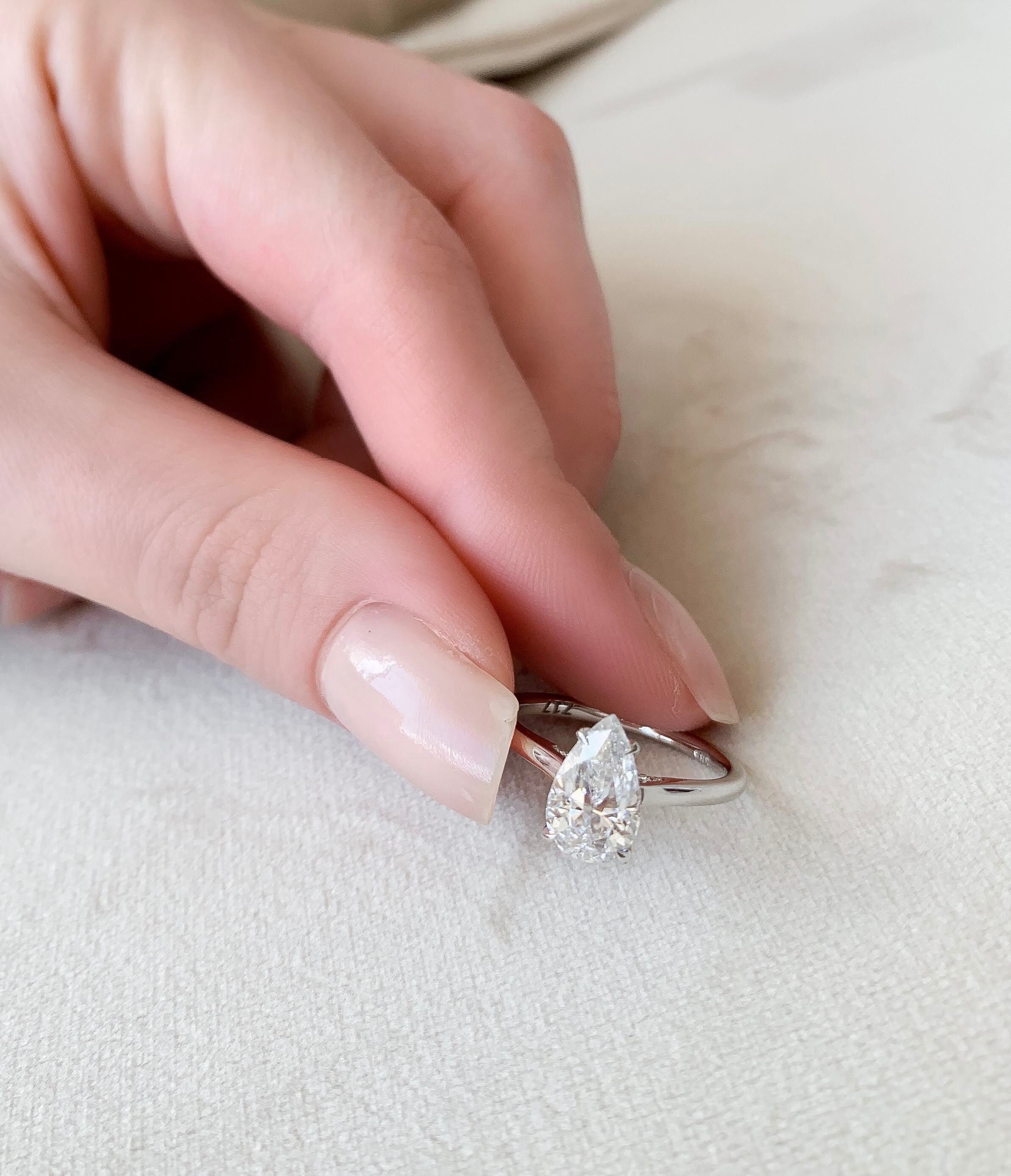 1.50 CT Pear Cut Moissanite Hidden Halo Engagement Ring