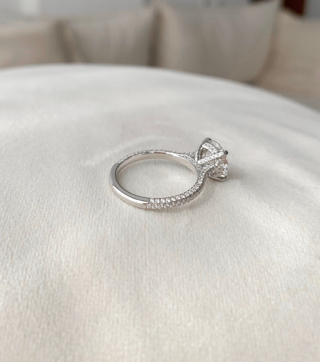 2.50 CT Round Moissanite Hidden Halo Setting Engagement Ring