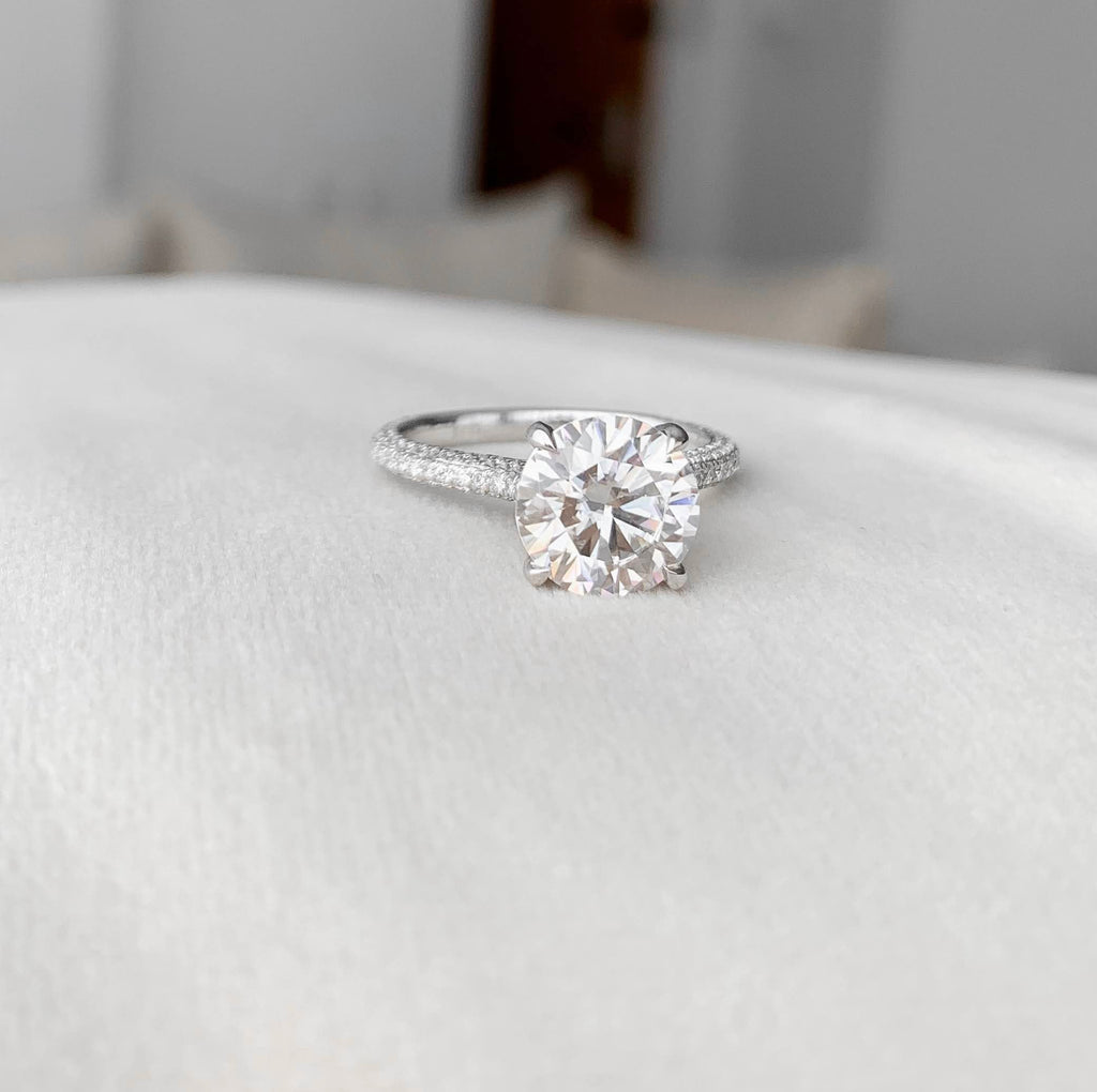 2.50 CT Round Moissanite Hidden Halo Setting Engagement Ring