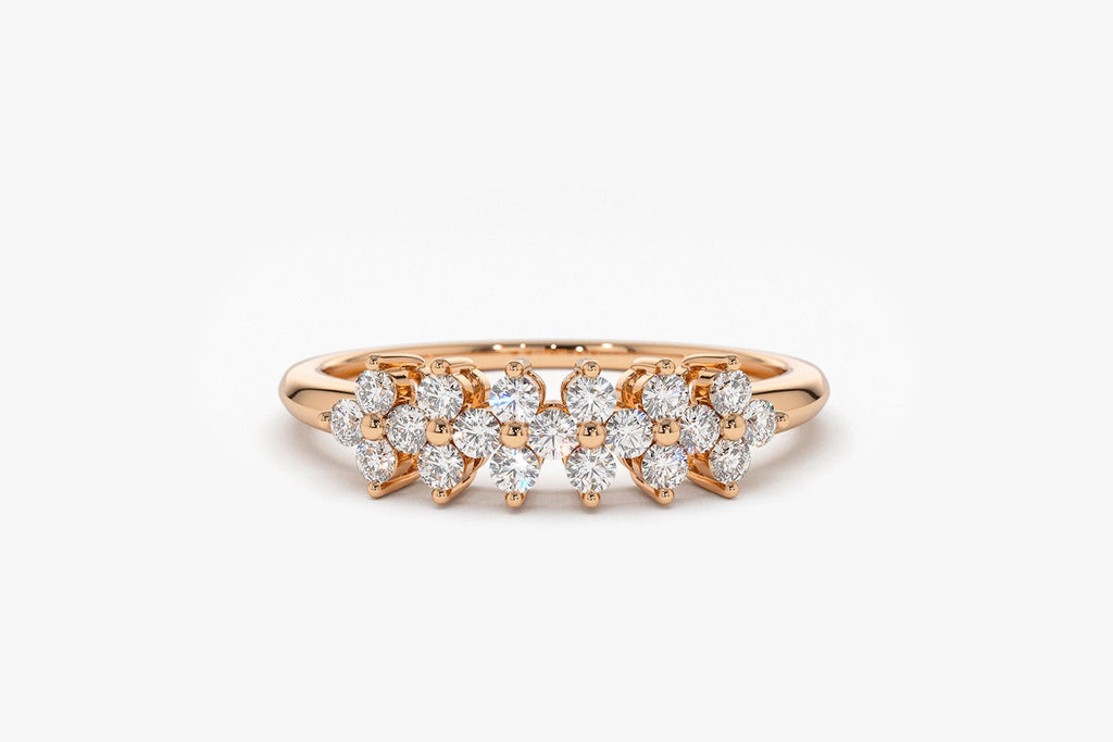 0.57 TCW Round Cut Cluster Diamond Moissanite Wedding Band