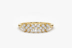 0.57 TCW Round Cut Cluster Diamond Moissanite Wedding Band