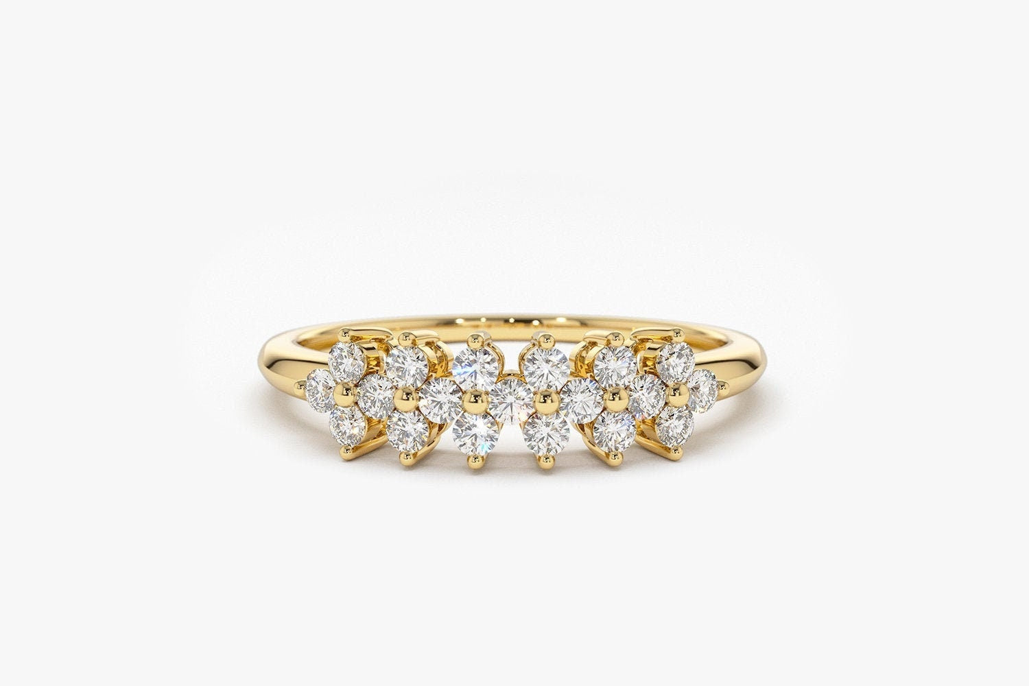 0.57 TCW Round Cut Cluster Diamond Moissanite Wedding Band