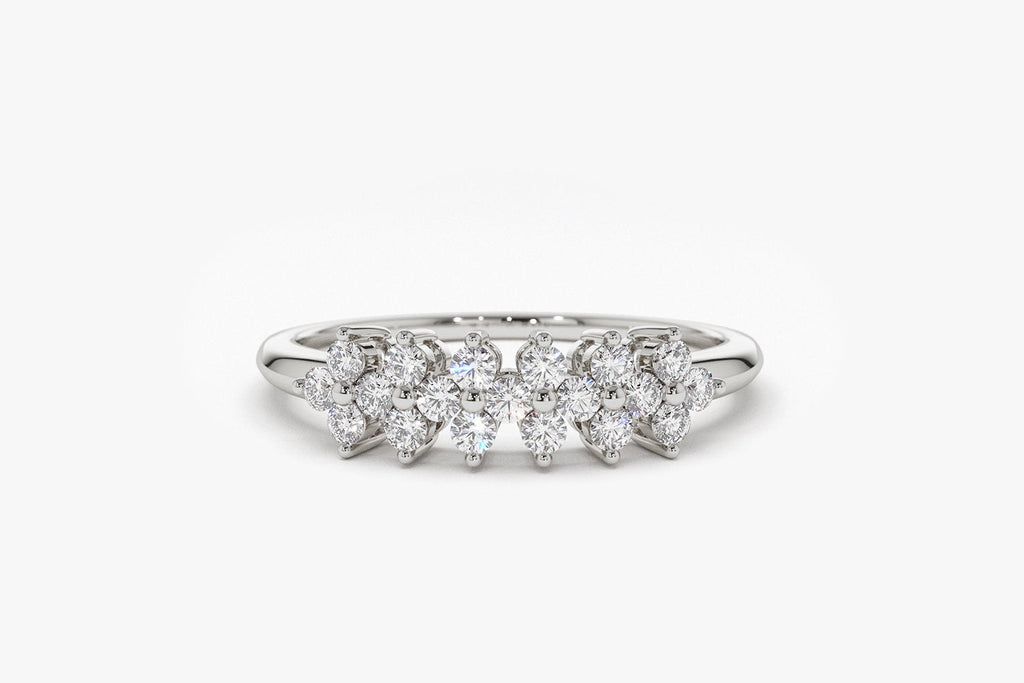 0.57 TCW Round Cut Cluster Diamond Moissanite Wedding Band