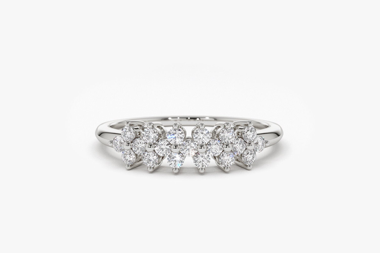 0.57 TCW Round Cut Cluster Diamond Moissanite Wedding Band