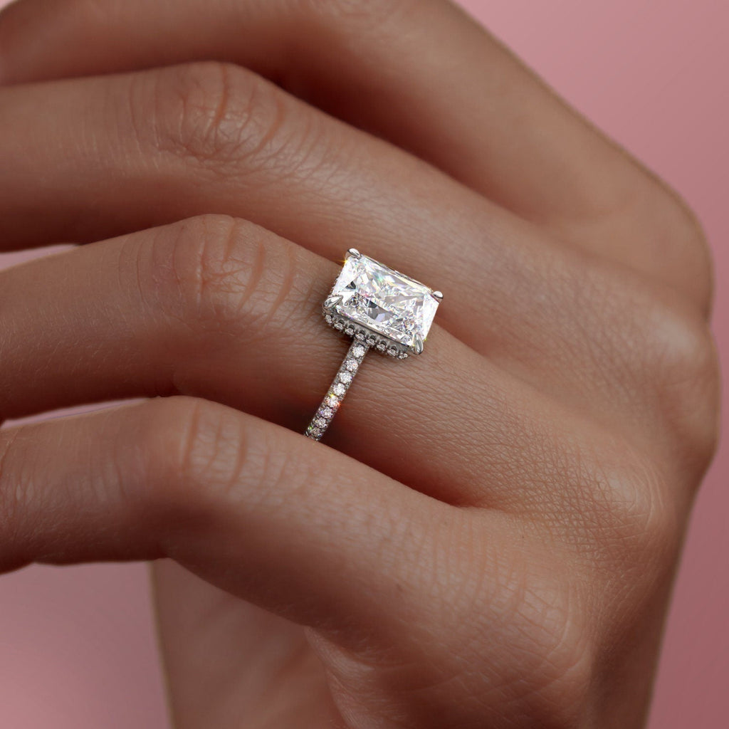 3.50 CT Radiant Moissanite Pave Setting Engagement Ring