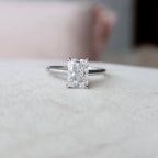 2.0 CT Radiant Moissanite Solitaire Engagement Ring With Hidden Halo Setting