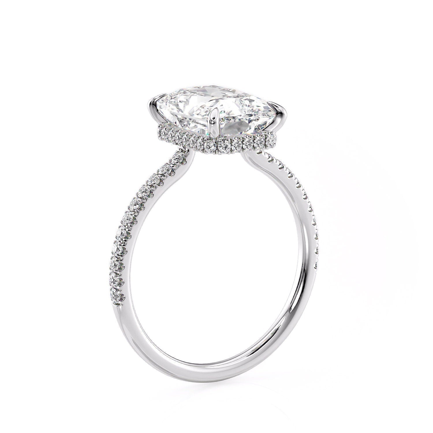 3.50 CT Radiant Moissanite Pave Setting Engagement Ring
