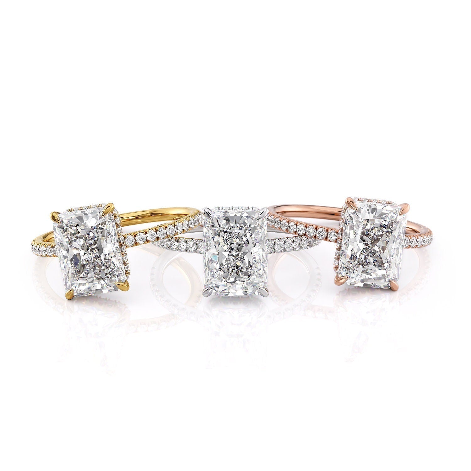 3.50 CT Radiant Moissanite Pave Setting Engagement Ring