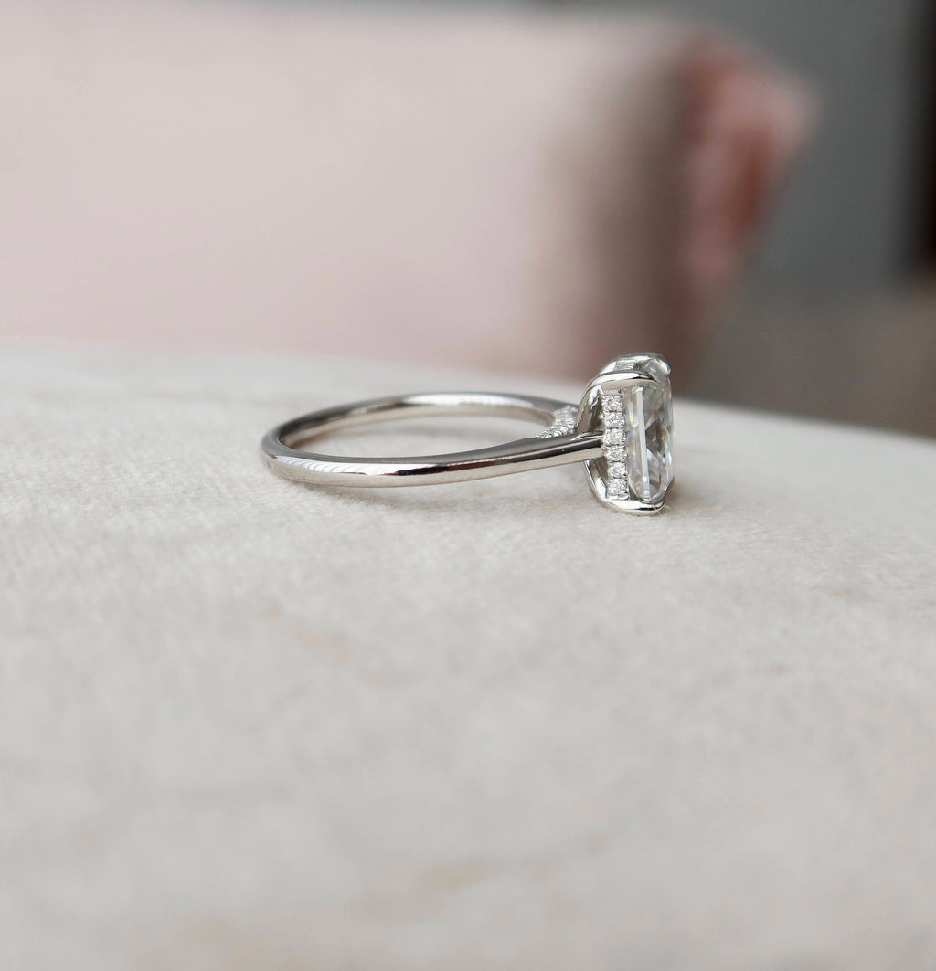 3.0 CT Radiant Moissanite Hidden Halo Setting Engagement Ring
