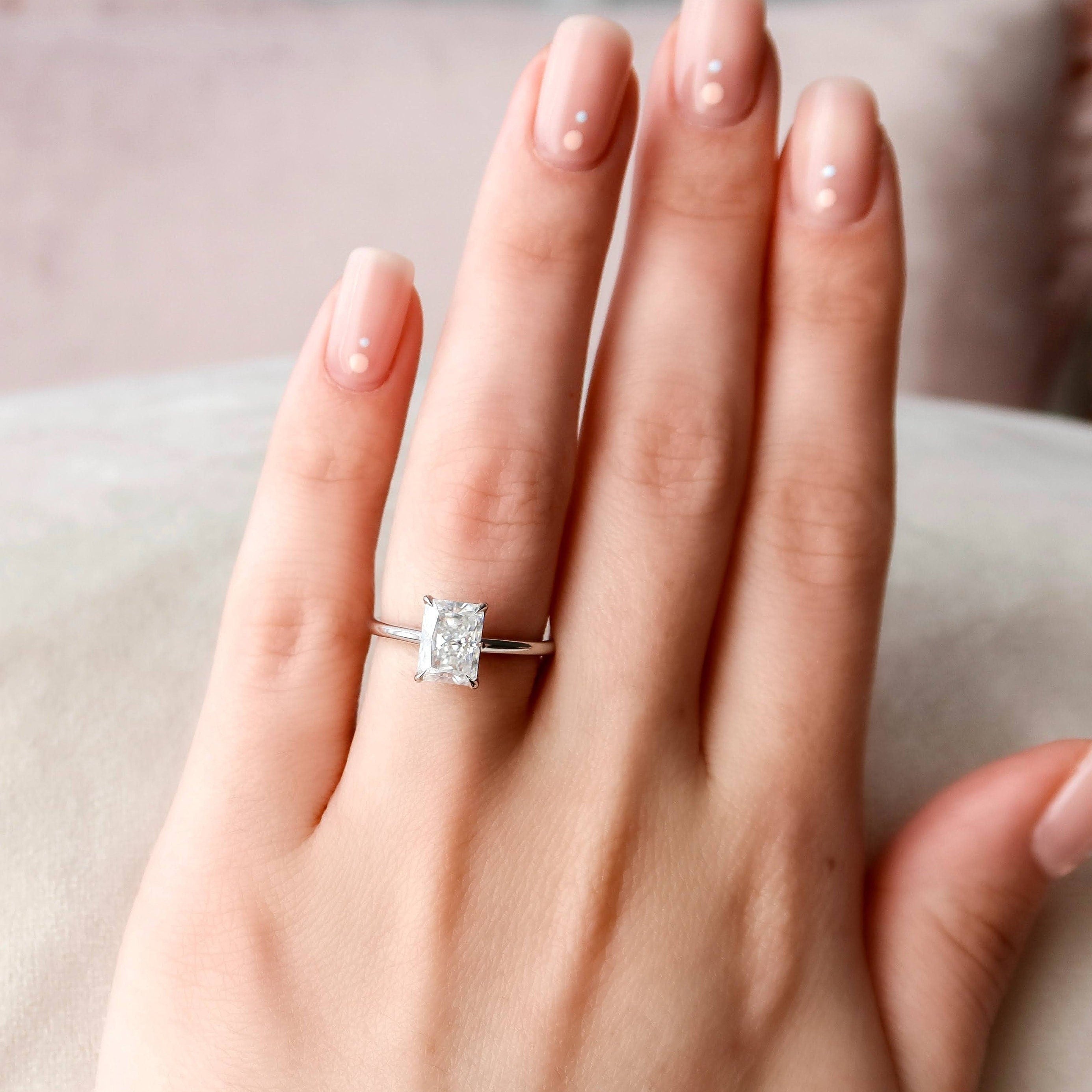 3.0 CT Radiant Moissanite Hidden Halo Setting Engagement Ring