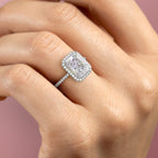 3.50 CT Radiant Cut Moissanite Halo Setting Engagement Ring