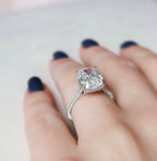 6.0 CT Elongated Cushion Moissanite Hidden Halo Setting Engagement Ring