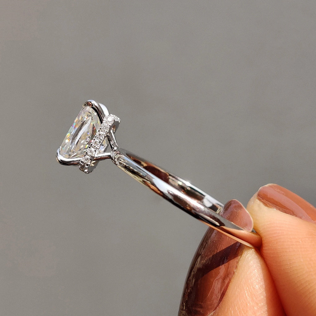 Cushion Cut Hidden Halo Engagement Ring