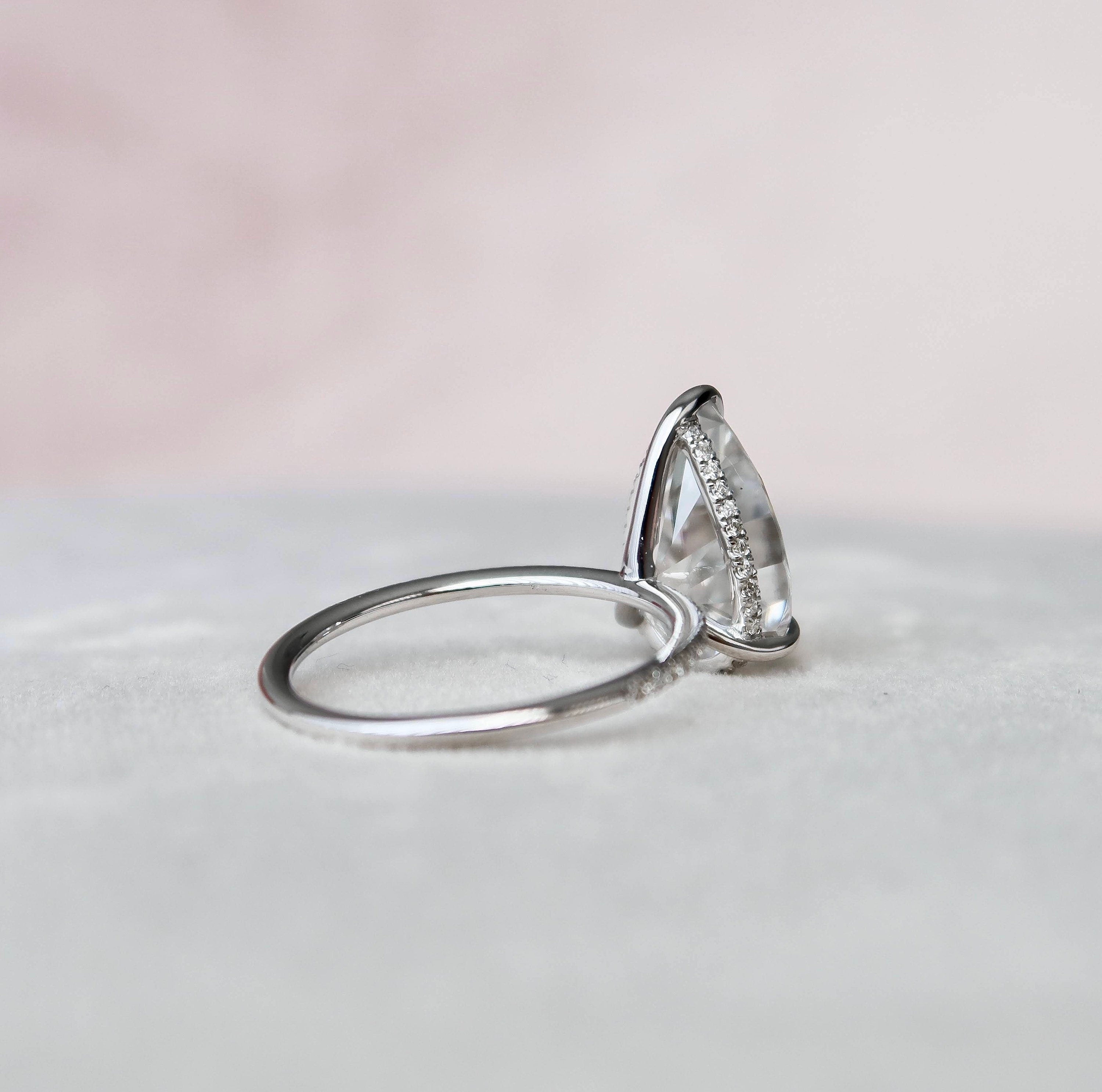 4.50 CT Pear Moissanite Pave Setting Engagement Ring