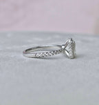 1.0 CT Emerald Cut Unique Halo Moissanite Engagement Ring