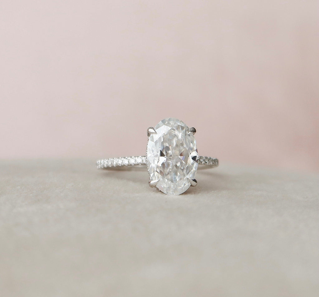 3.50 CT Oval Cut Moissanite Pave Setting Engagement Ring