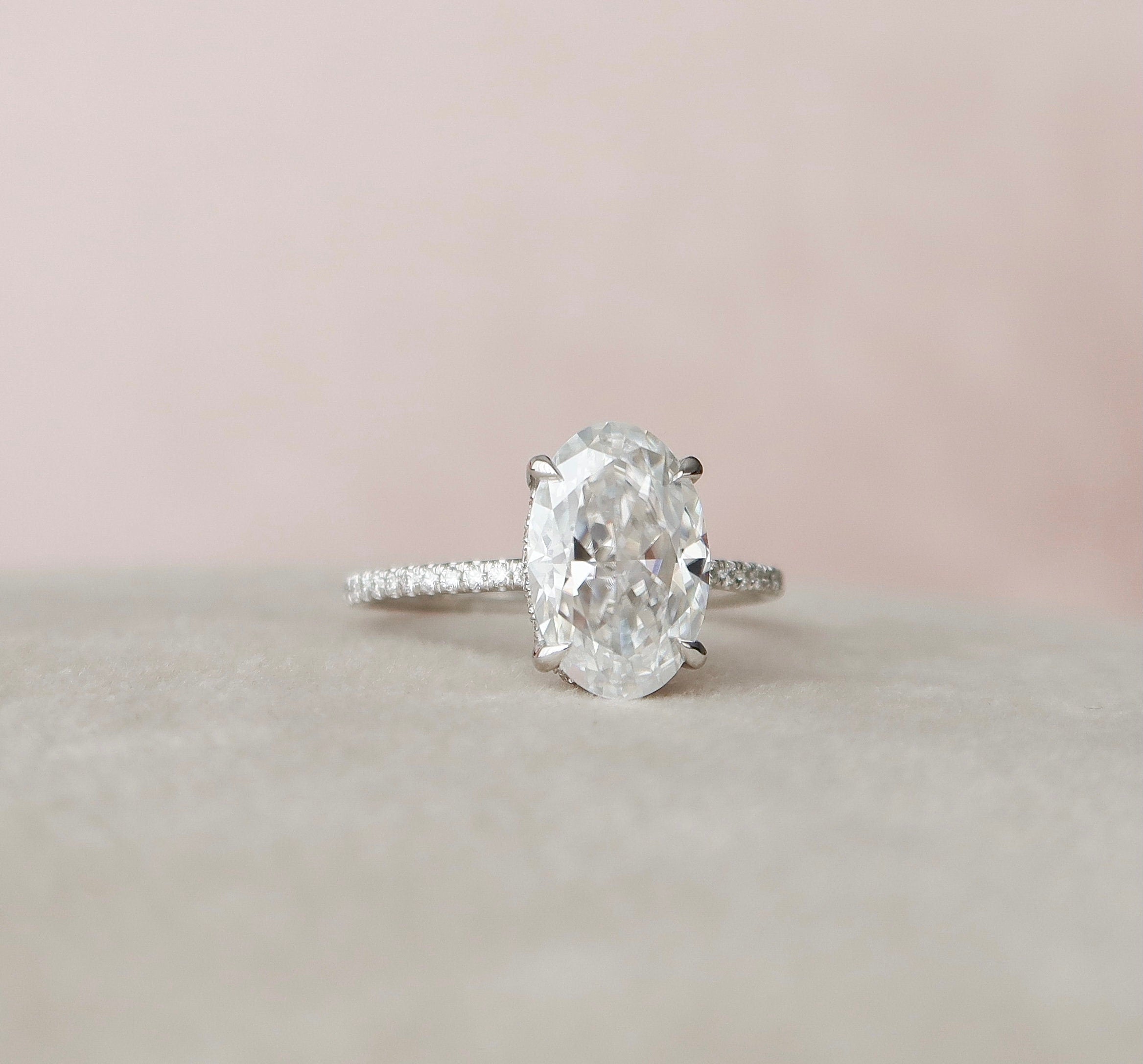 3.50 CT Oval Cut Moissanite Pave Setting Engagement Ring