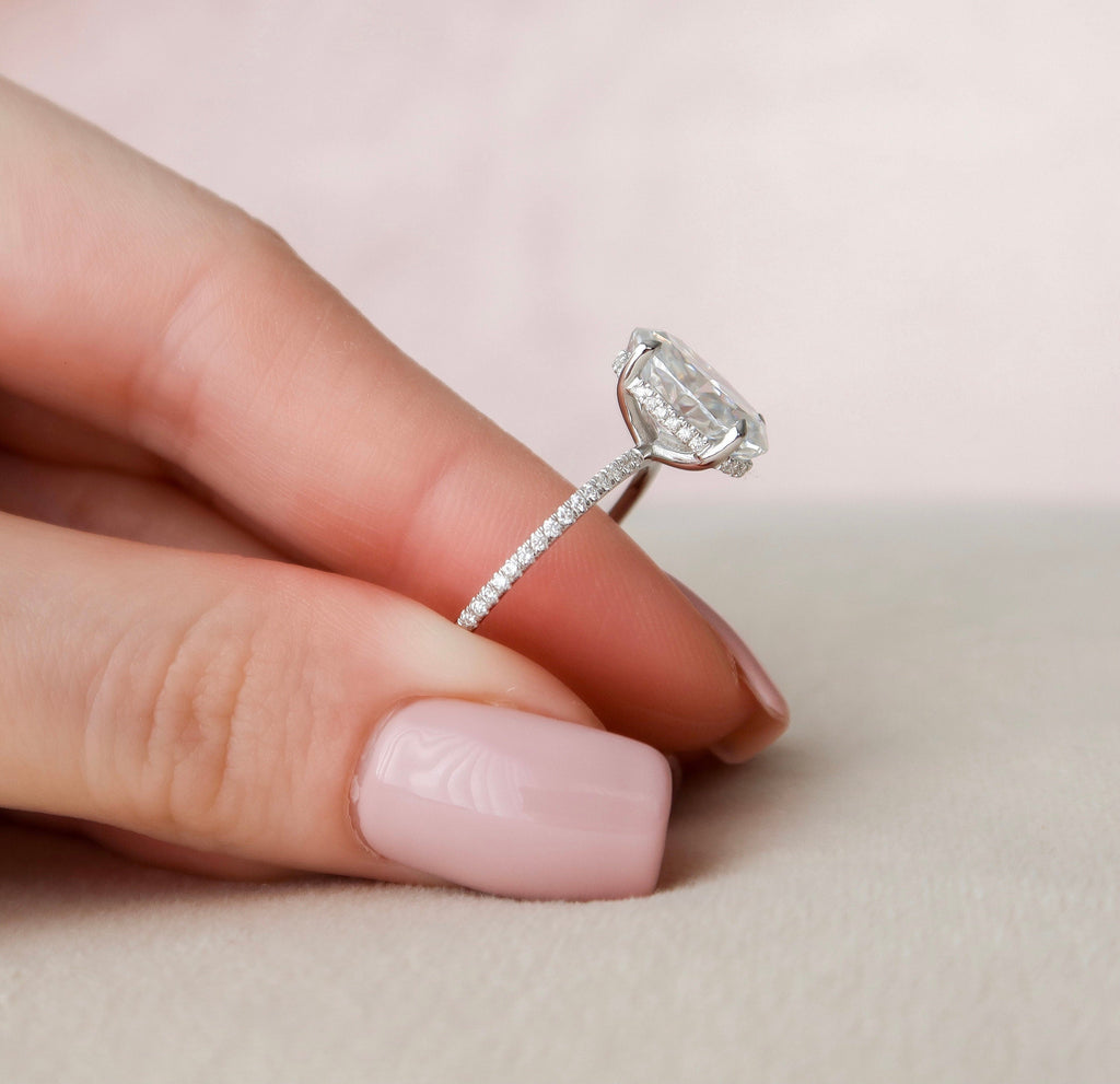 3.50 CT Oval Cut Moissanite Pave Setting Engagement Ring
