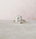 3.50 CT Radiant Cut Moissanite Halo Setting Engagement Ring