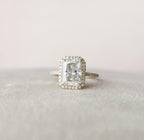 3.50 CT Radiant Cut Moissanite Halo Setting Engagement Ring