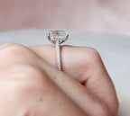 6.0 CT Elongated Cushion Moissanite Hidden Halo Setting Engagement Ring