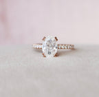 2.0CT Oval Cut Hidden Halo Setting Moissanite Engagement Ring