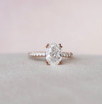 2.0CT Oval Cut Hidden Halo Setting Moissanite Engagement Ring