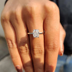 Cushion Cut Hidden Halo Engagement Ring