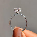 Cushion Cut Hidden Halo Engagement Ring
