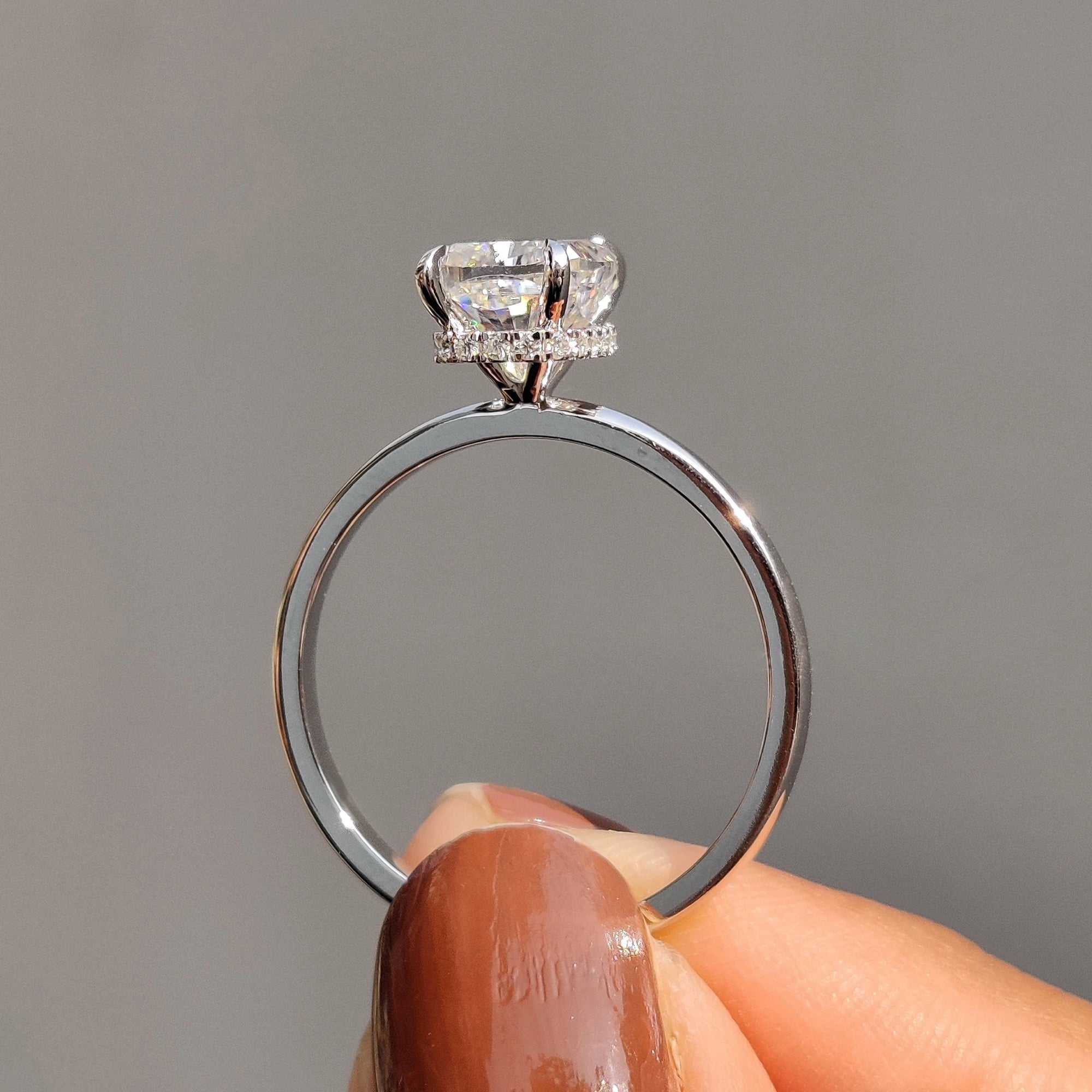 Cushion Cut Hidden Halo Engagement Ring