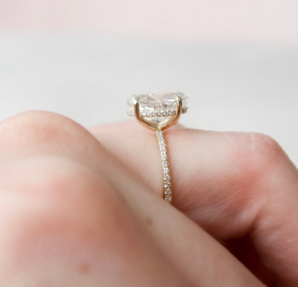 3.50 CT Oval Cut Moissanite Pave Setting Engagement Ring