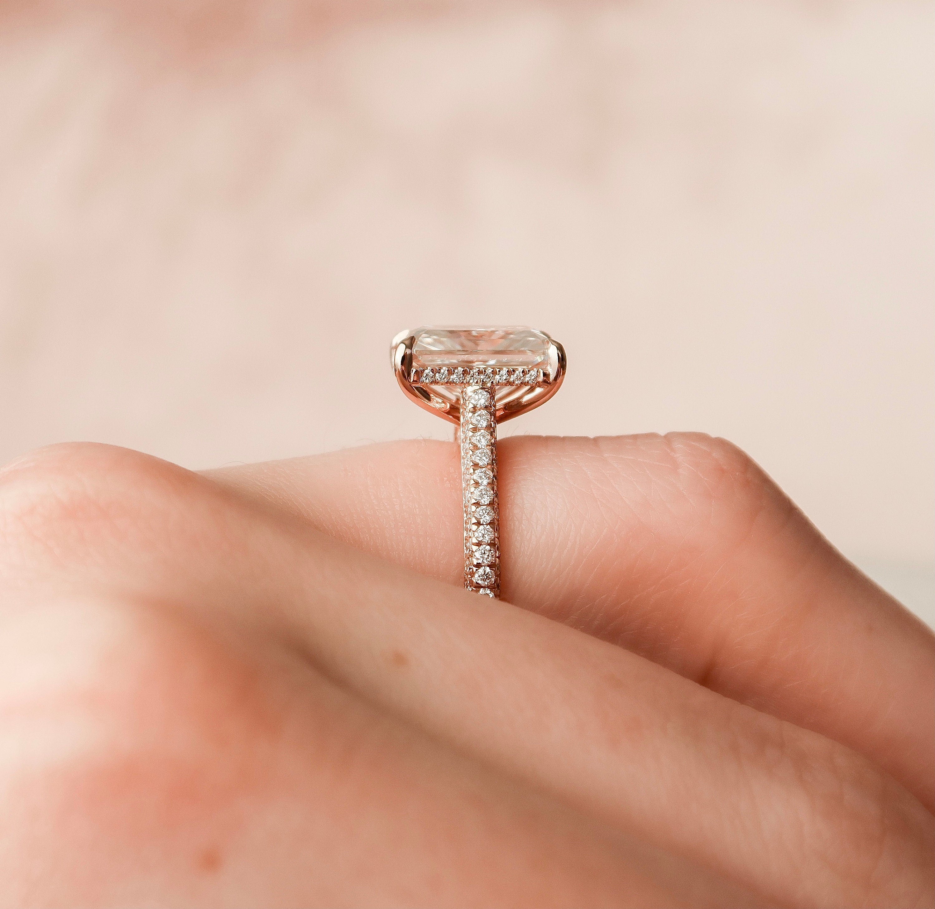 5.50 CT Radiant Moissanite Pave Setting Engagement Ring